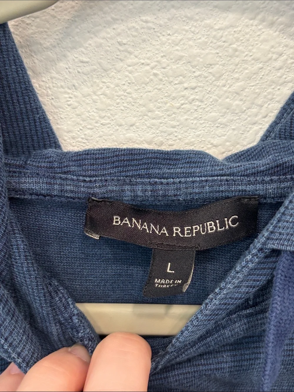 Banana Republic Men's Cotton Navy Blue Hooded Long-Sleeve Pullover Size L